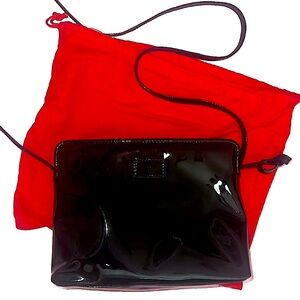 Vintage New Patent Leather Black Rare 60s Ganson Zipper Crossbody Dust Bag Gift